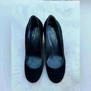 Kate Spade - Black Suede Round Toe Wedge Pumps - Size 7.5